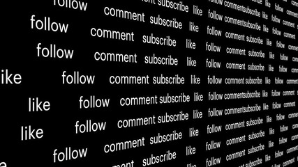 Social Media Call to Action Pattern 3D - Like, follow, comment, subscribe - Powered by Adobe