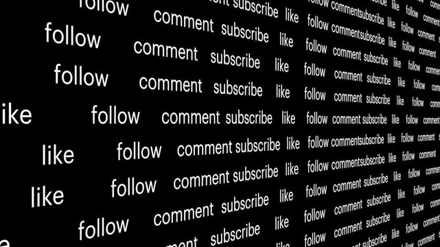 Social Media Call to Action Pattern 3D - Like, follow, comment, subscribe
