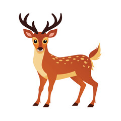 Fototapeta premium Deer Illustration: A stylized, full-body illustration of a deer, showcasing its distinctive antlers, spotted coat, and alert expression, perfect for nature-themed designs.