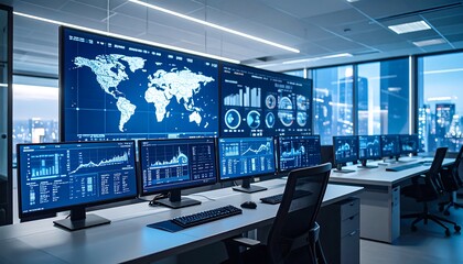 Fototapeta premium Modern data center with displays