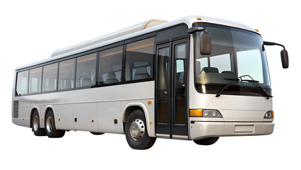 White Tour Bus Isolated Vehicle for Transportation on transparent background
