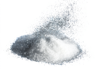 Million of white sand explosion, Photo image of falling down shower snow, heavy snows storm flying. Freeze shot on black background isolated overlay. Tiny Fine Salt sands as particle science