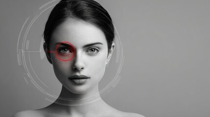 AI Face Scan Grid Showcases Detected Issues on a Neutral Tech Background for Analysis in a Clinical Setting