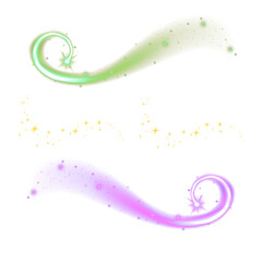 Magical Pastel Swirls: Glowing Light Trails, Stars, and Sparkles  Fantasy Design Elements. © APmit