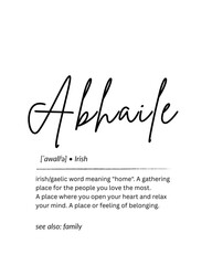 Abhaile Definition Print – Irish Wall Art, Gaelic Printable, Ireland Home Decor, Digital Download, Family Gift
