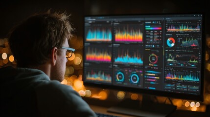 Glowing Dashboard Displaying Anomaly Detection Insights to Analysts