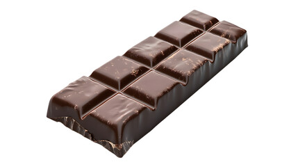 Obraz premium A chocolate bar with a white background. The chocolate bar is square and has a dark brown color
