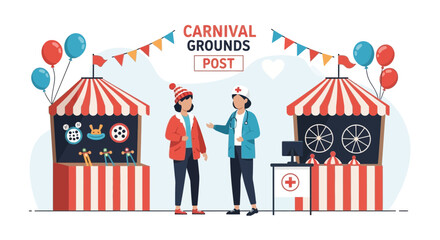 Festive First Aid Station: Healthcare Professional Caring at Community Carnival