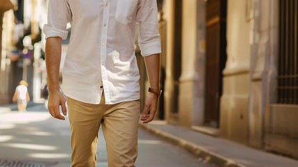 Fototapeta premium man walking on the street