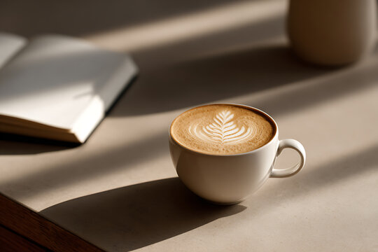 coffee shop journaling, someone writing in a quaint caf, latte art, sun on notebook, calm focus, aesthetic atmosphere