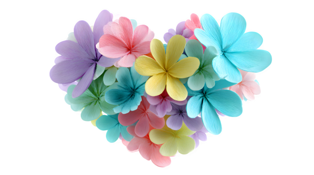 Flower shaped like a heart on white background