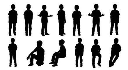 Boy Standing & Sitting Silhouettes