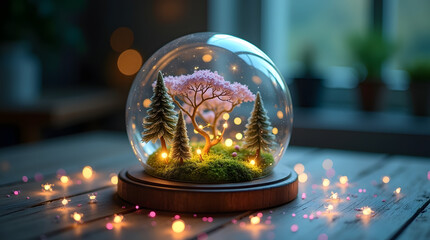 A delicate magical glass dome with an intricate pattern of swirling silver lines and a subtle sheen
