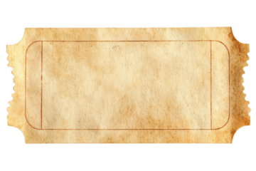 Vintage blank paper ticket isolated on a white background, png, transparent