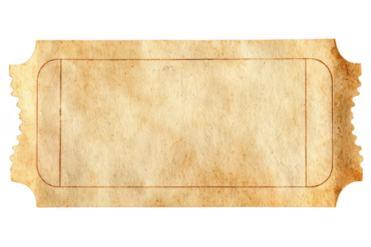 Vintage blank paper ticket isolated on a white background, png, transparent