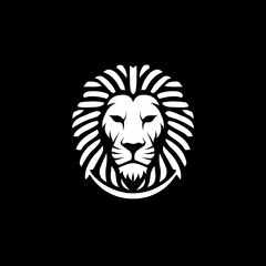 Bold stylized lion head emblem with majestic mane on black background