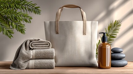 Simple elegant composition with fabric bag aesthetic high resolution picture