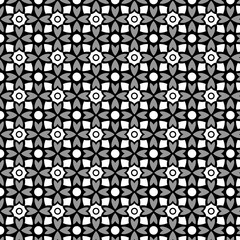 Geometric Floral Pattern in Black, White, and Gray