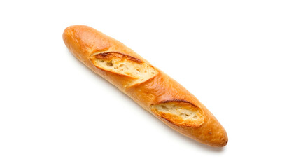Freshly baked baguette on white background  