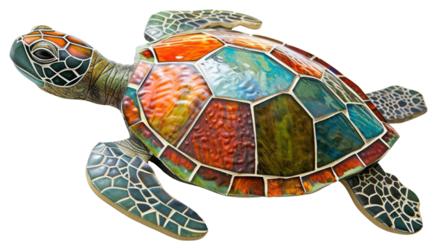 PNG Mosaic tiles of turtle reptile animal nature.