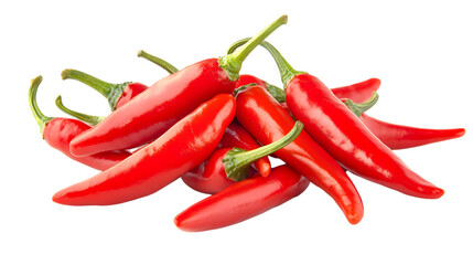 A bunch of red peppers are piled on top of each other. The peppers are all different sizes and are arranged in a way that they are not touching each other
