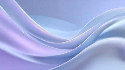 Fototapeta premium Minimalist flowing curves in soft pastel blue and lavender, gentle rhythmic patterns creating a sense of calm, smooth gradients, high-end abstract art, professional lighting