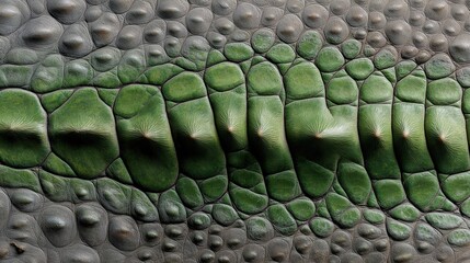 Obraz premium Close-up of reptile skin texture with green and grey scales