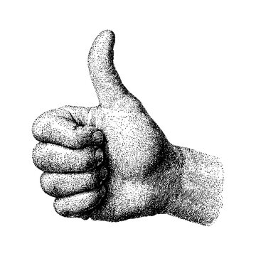 recommend clip art: Thumbs Up Hand Vector Art Sketch with Positive Gesture Line Illustration