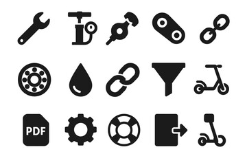 Mechanic tools solid icon set. repair and maintenance icons for your projects