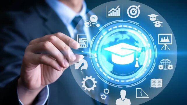 Interactive learning experience with a modern digital interface offering education solutions and dynamic skill development for a future workforce