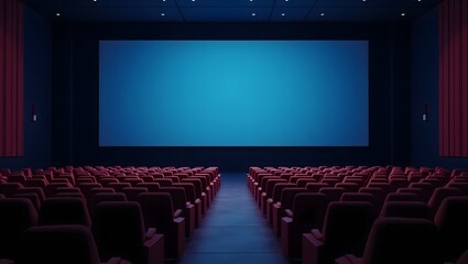 Fototapeta premium modern movie theater with red seats and blank screen