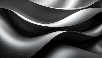 Flowing Waves of Textured and Polished Metal in Dramatic Monochrome Light.