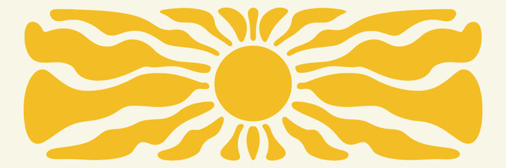 stylized yellow sun with wavy rays vector design

