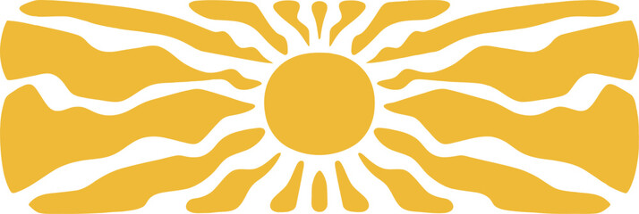 stylized yellow sun with wavy rays vector design

