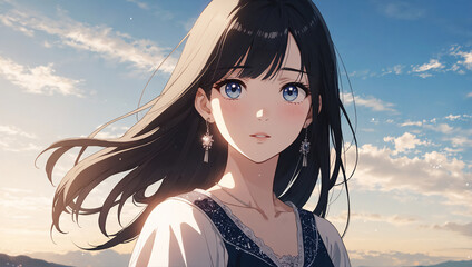 女のアップ画像　AI生成素材