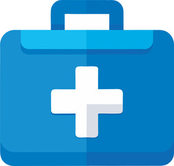 Fototapeta premium Blue first aid kit with white cross isolated on white background