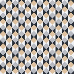 Pattern created from grey and cream diamonds, and black and white triangles