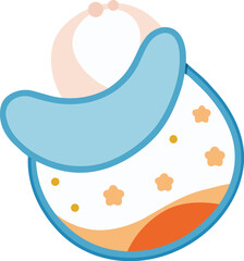 Cute cartoon baby bib with stars and orange accents