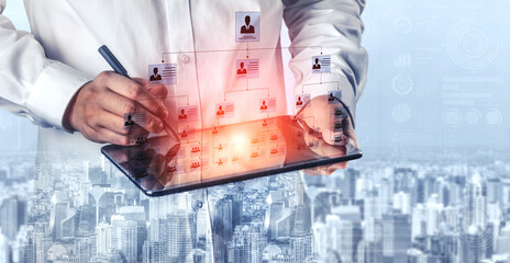 Corporate org chart and team structure show hierarchy, team, and structure for clear organization,...