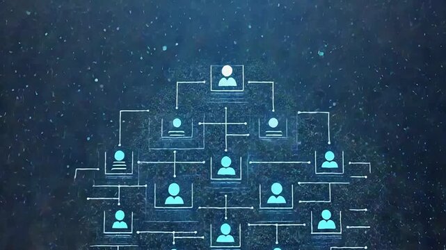 Organization chart connecting people in business hierarchy structure