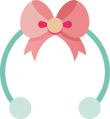 Cute pink bow headband with teal arches and pompoms