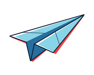 Colorful paper airplane with shadow