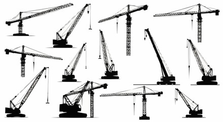 Tower Crane Vector Set