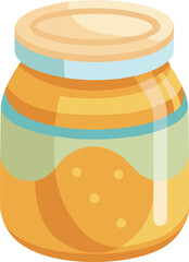Glass jar of orange baby food puree