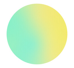 High resolution turquoise and yellow gradient circle with subtle grainy texture. Soft blurred edges and vibrant color transitions. Isolated PNG with transparent background. Vibrant gradient glow.