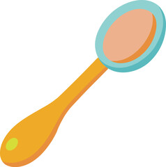Cartoon baby spoon with orange handle and blue rim