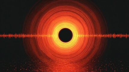 Sound wave passing through a black hole emitting orange light