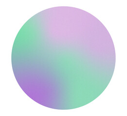 High resolution purple, pink and green gradient circle with subtle grainy texture. Soft blurred edges and vibrant color transitions. Isolated PNG with transparent background. Vibrant gradient glow.