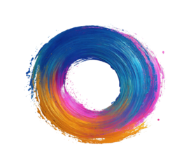 Vibrant abstract circle digital creative space isolated on transparent background, png