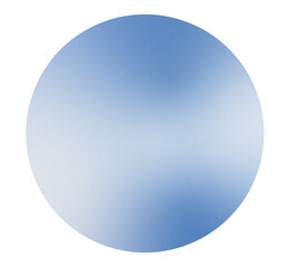 High resolution blue and white gradient circle with subtle grainy texture. Soft blurred edges and vibrant color transitions. Isolated PNG with transparent background. Vibrant gradient glow.